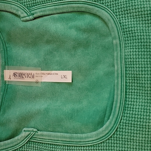 As Revival Altar'd State Waffle Washed Green Crop Top. L/XL. NWOT - Picture 2 of 5